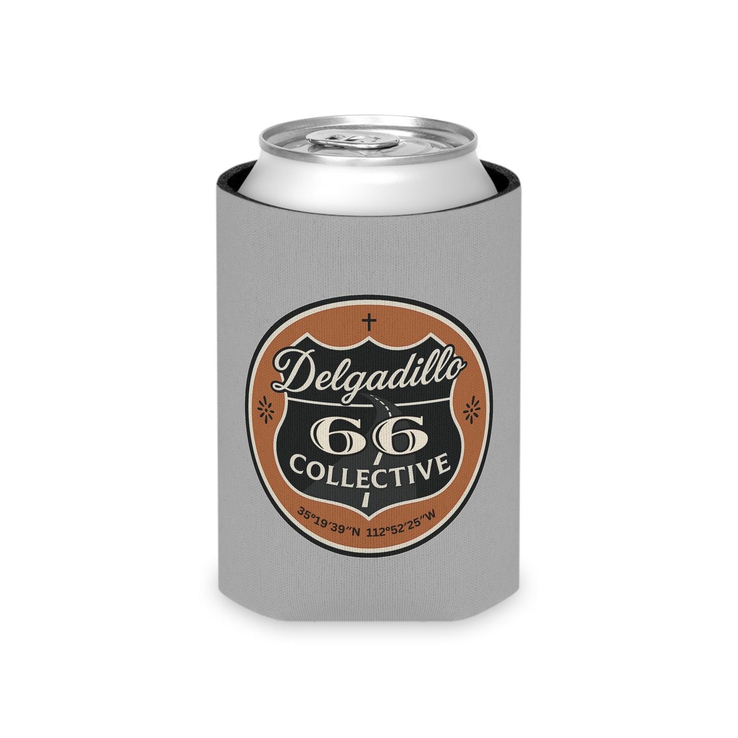Vintage Delgadillo 66 Collective Can Cooler, Retro Drink Sleeve, Party Favor, Wedding Gift, BBQ Accessory, Nostalgic Koozie