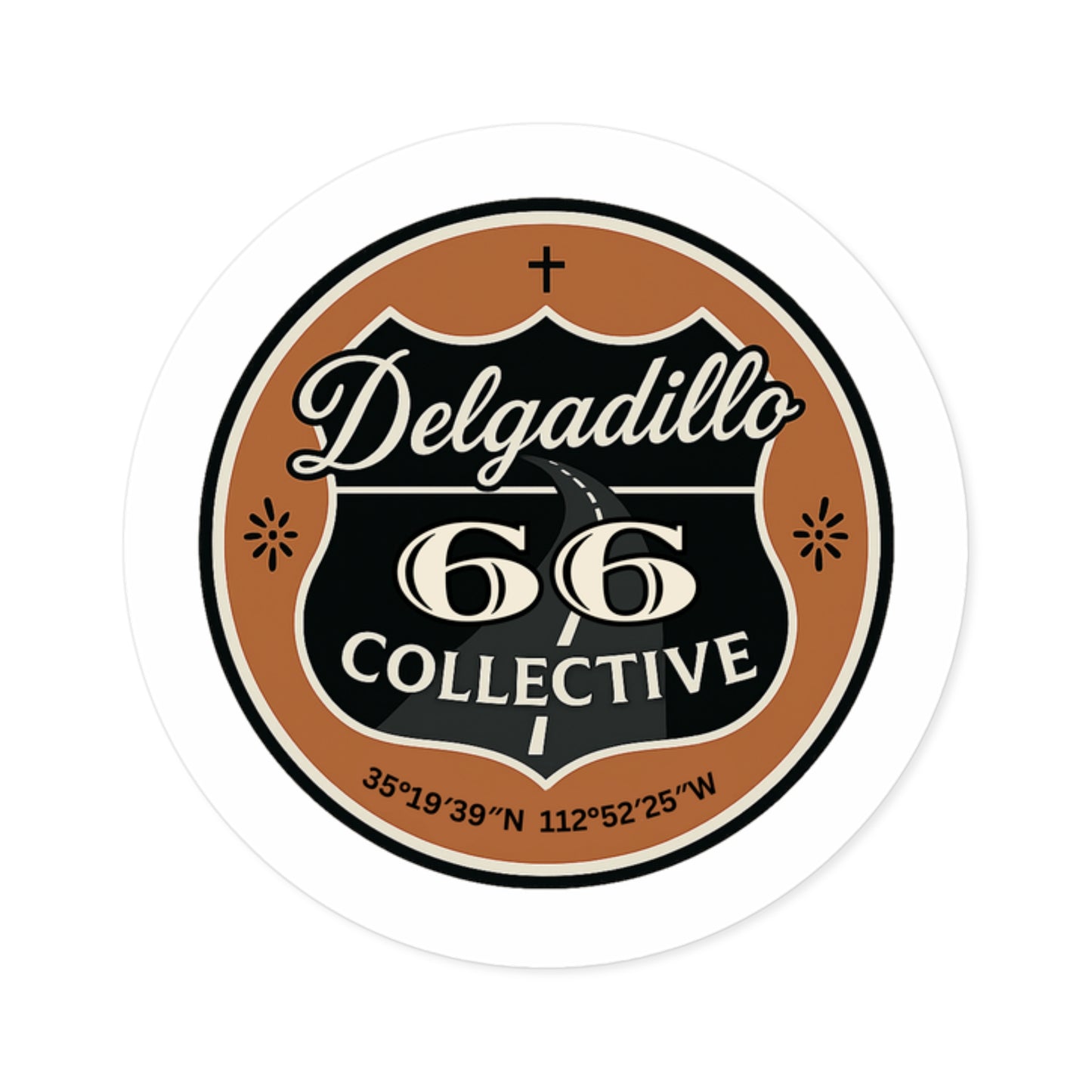 Vintage Route 66 Round Stickers, Travel Decal, Retro Car Decor, Gift for Road Trip Lovers, Wall Art, Laptop Stickers